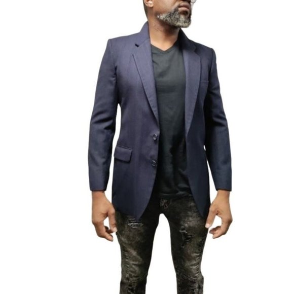 Yves Saint Laurent Other - Vintage Yves Saint Laurent Mens Navy Two Piece Suit Striped Blazer Coat 42